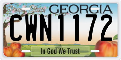GA license plate CWN1172