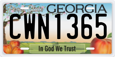 GA license plate CWN1365