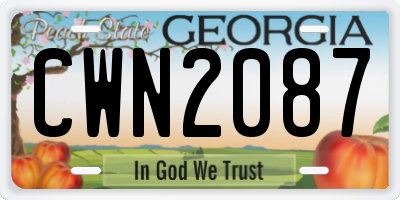 GA license plate CWN2087