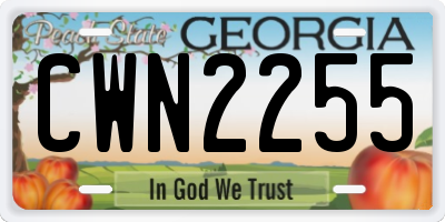 GA license plate CWN2255