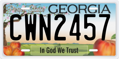 GA license plate CWN2457