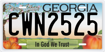 GA license plate CWN2525