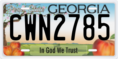 GA license plate CWN2785