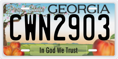 GA license plate CWN2903