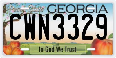GA license plate CWN3329