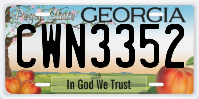 GA license plate CWN3352