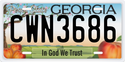 GA license plate CWN3686