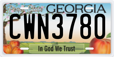 GA license plate CWN3780