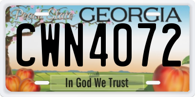 GA license plate CWN4072