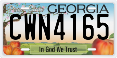 GA license plate CWN4165