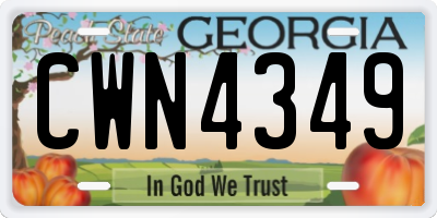 GA license plate CWN4349