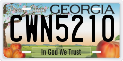 GA license plate CWN5210