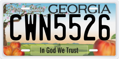 GA license plate CWN5526