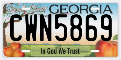 GA license plate CWN5869