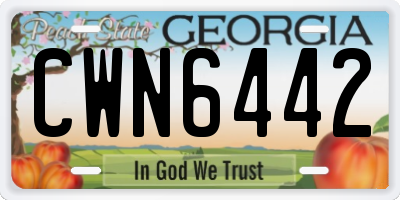 GA license plate CWN6442