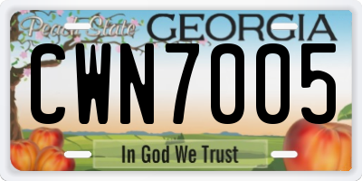 GA license plate CWN7005