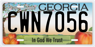 GA license plate CWN7056