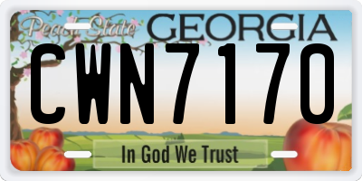 GA license plate CWN7170