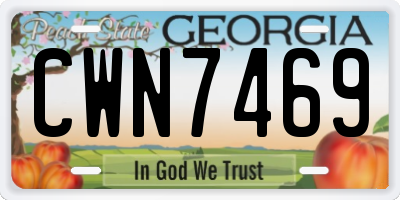 GA license plate CWN7469