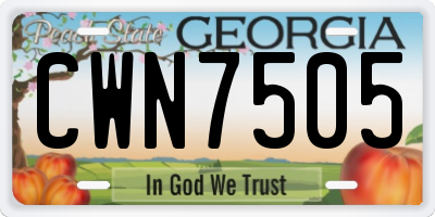 GA license plate CWN7505