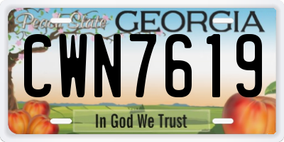 GA license plate CWN7619