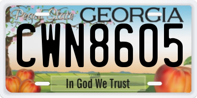 GA license plate CWN8605
