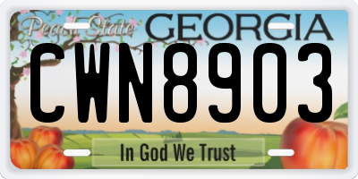 GA license plate CWN8903