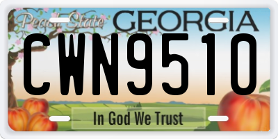 GA license plate CWN9510