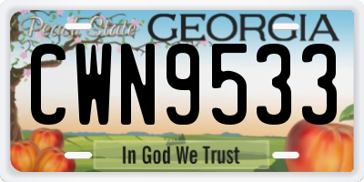 GA license plate CWN9533