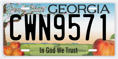 GA license plate CWN9571
