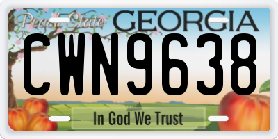 GA license plate CWN9638