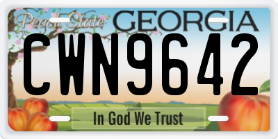 GA license plate CWN9642
