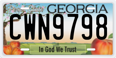 GA license plate CWN9798
