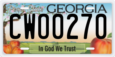 GA license plate CWO0270