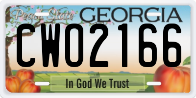 GA license plate CWO2166