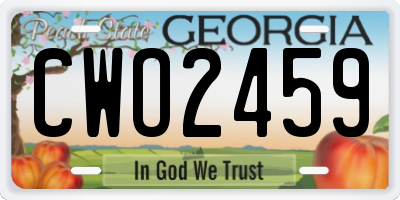 GA license plate CWO2459