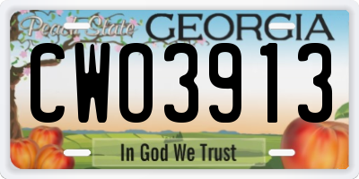 GA license plate CWO3913