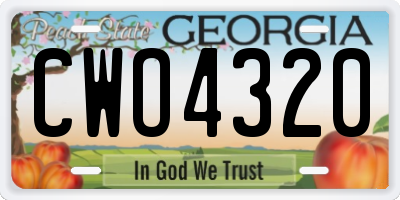 GA license plate CWO4320