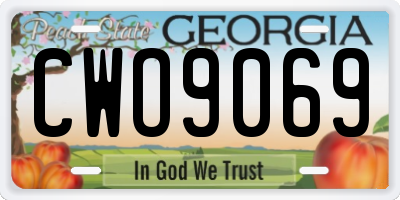 GA license plate CWO9069