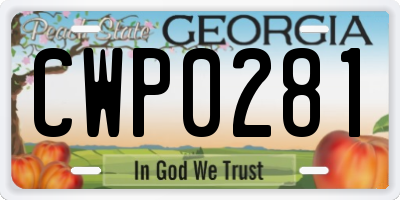 GA license plate CWP0281