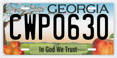 GA license plate CWP0630