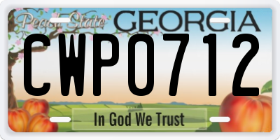 GA license plate CWP0712