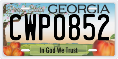 GA license plate CWP0852