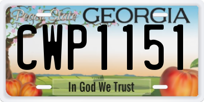 GA license plate CWP1151