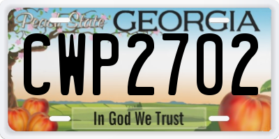 GA license plate CWP2702
