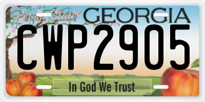 GA license plate CWP2905