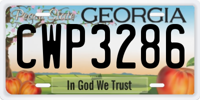 GA license plate CWP3286