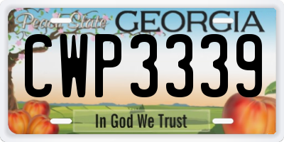 GA license plate CWP3339