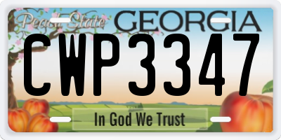GA license plate CWP3347