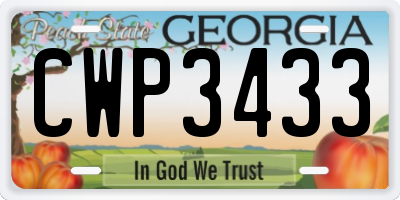 GA license plate CWP3433